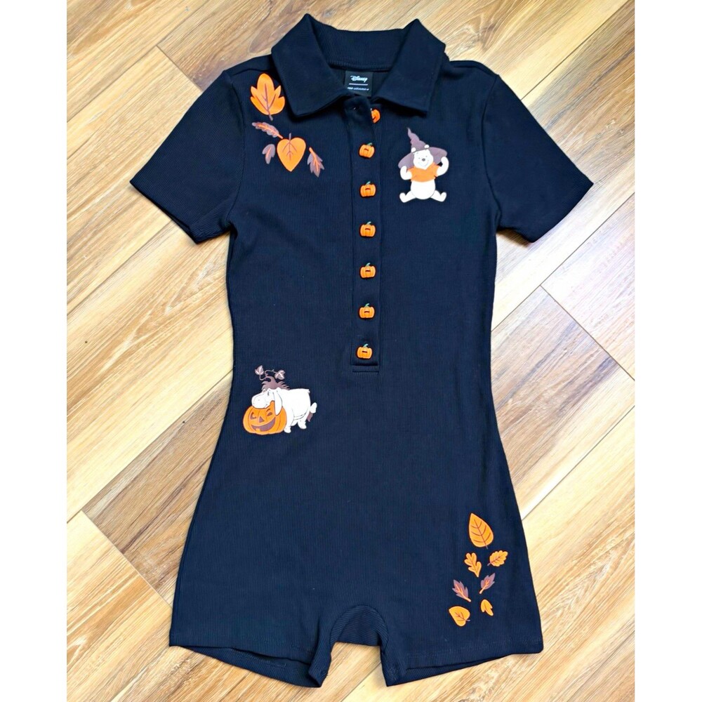 Her Universe Disney Winnie The Pooh Halloween Collar Polo Romper XS Black